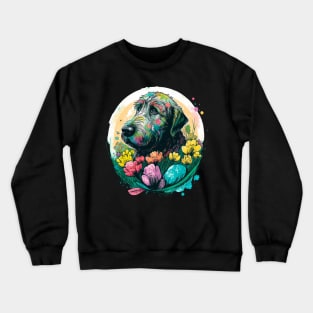 Irish Wolfhound Easter Egg Spring Floral Paint Splatter Dog Lover Art Crewneck Sweatshirt